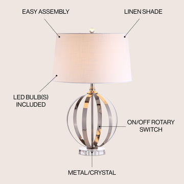 Logan 26" Metal Orb LED Table Lamp - JONATHAN Y